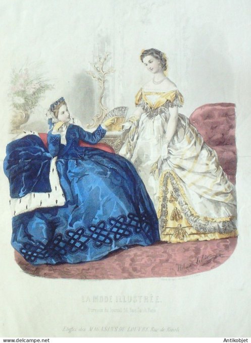 Gravure Mode illustree 1865 #  1 (Old Fashion plate)