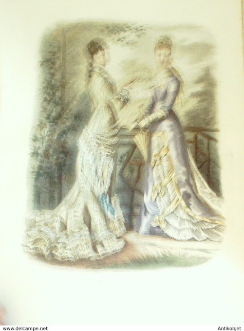 Gravure de mode La Mode illustrée 1877 n°30 (Maison Fladry-Deloffre)