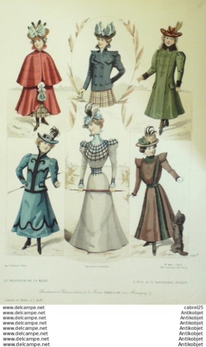 Gravure Mode La Gazette 1898 # 44 (Old Fashion plate)