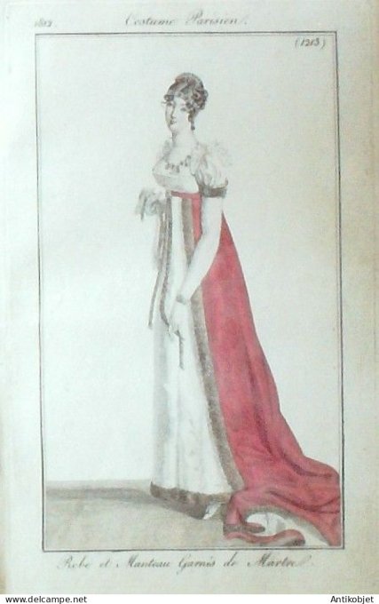Costume Parisien 1812 # 1213 Robe manteau de martre