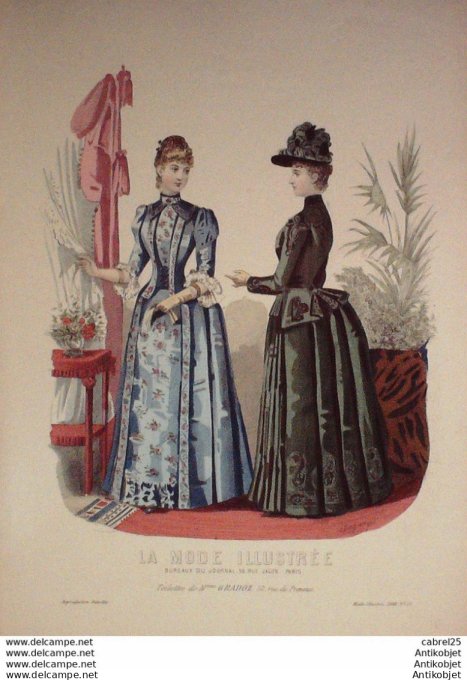 Gravure de mode La Mode illustrée 1888 n°52 (Maison Gradoz)