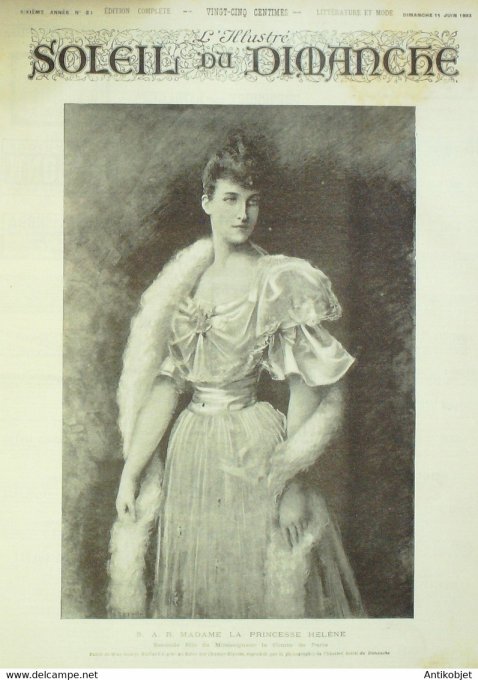 Soleil du Dimanche 1893 n°24 Princesse Hélène Algérie Djoumane Tlemcen Japon