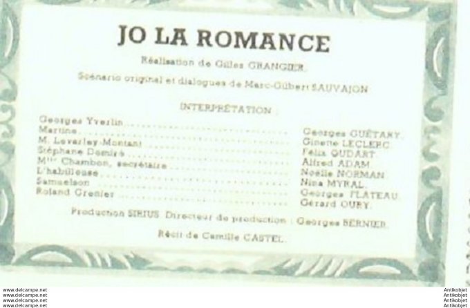 Jo La romance Georges Guetary Marlène Dietrich Gérard Oury