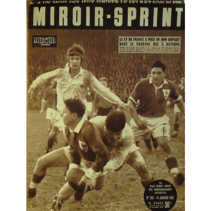 Miroir Sprint 1952 n° 292 14/1 QUEVI LLY VALLET STOCK RUGBY XV FRANCE ECOSSE BERTHOD