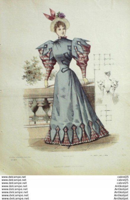 Gravure Mode Le Coquet 1894 # 11 (Old Fashion plate)