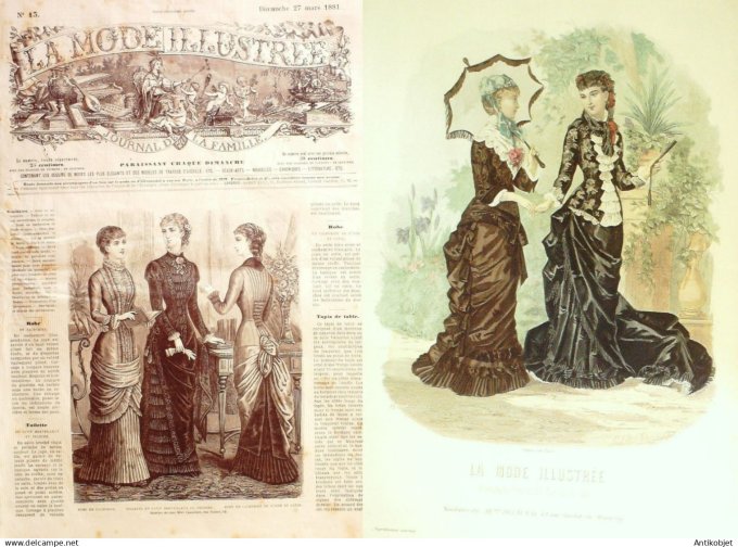La Mode illustrée journal + gravure associée 1881 # 13