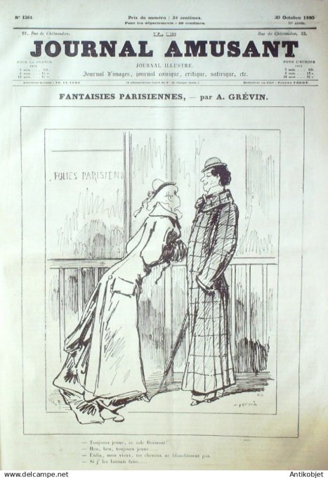 Le Journal Amusant 1880 # 1261 Au Skating theatre par Morland