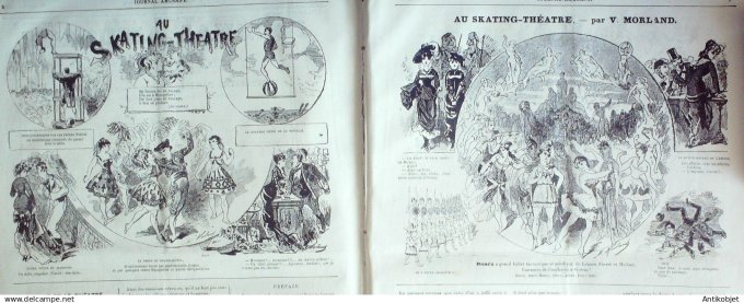 Le Journal Amusant 1880 # 1261 Au Skating theatre par Morland