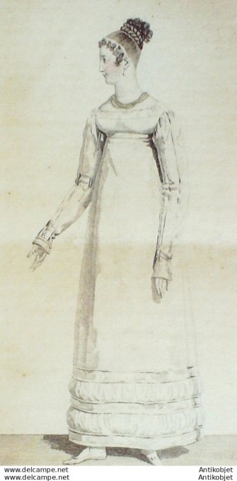 Costume Parisien 1817 # 1637 Robe garnie en rubans et bouillons