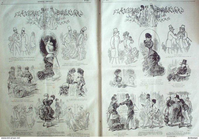 Le Journal Amusant 1880 # 1261 Au Skating theatre par Morland