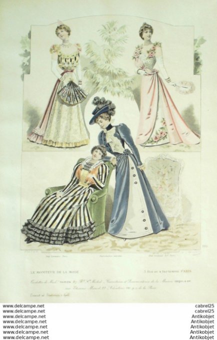 Gravure Mode Le Moniteur 1896 # 45 (Old Fashion plate)
