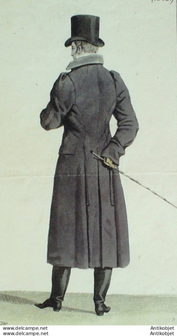 Gravure de mode Costume Parisien 1813 n°1362 Redingote homme drap