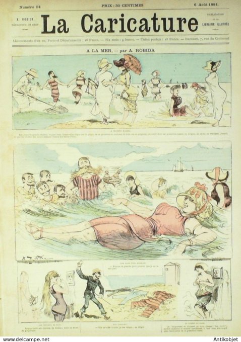 La Caricature 1881 #  84 A la mer Robida Strasbourg Bach Lorédan Plumet Loys