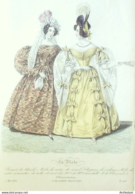 Gravure La mode 1835 # 432 (aquarelle old Fashion plate)