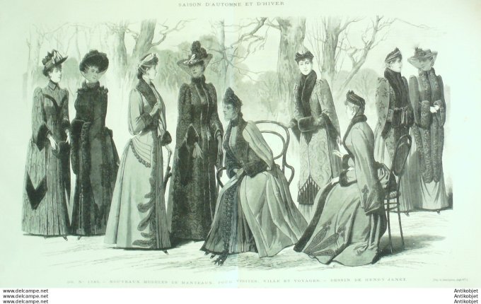 Gravure de mode Revue de la mode Gazette NB (maison Pansard) Manteaux