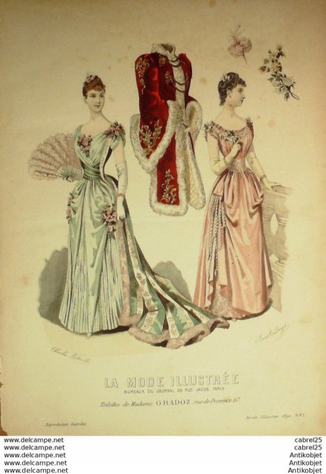 Gravure de mode La Mode illustrée 1890 n°01 (Maison Gradoz)