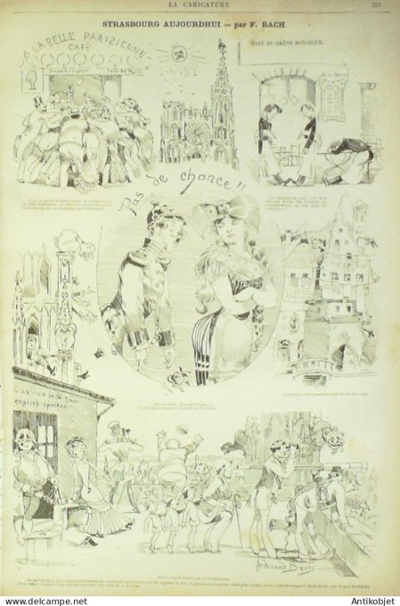 La Caricature 1881 #  84 A la mer Robida Strasbourg Bach Lorédan Plumet Loys