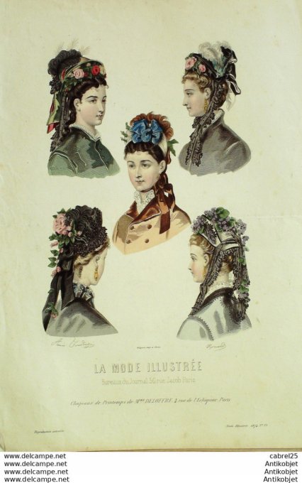 Gravure de mode La Mode illustrée 1874 n°21 (Maison Fladry)