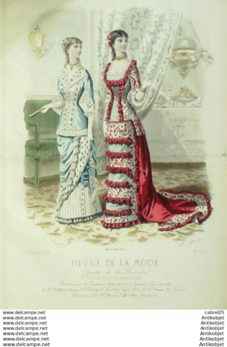 Gravure Mode La Gazette 1879 # 410 (Old Fashion plate)