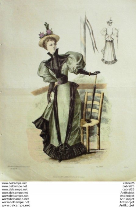 Gravure Mode Le Coquet 1894 # 12 (Old Fashion plate)