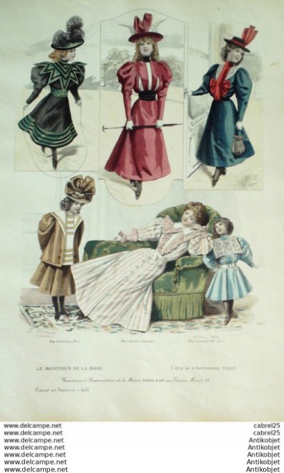Gravure Mode Le Moniteur 1896 # 39 (Old Fashion plate)
