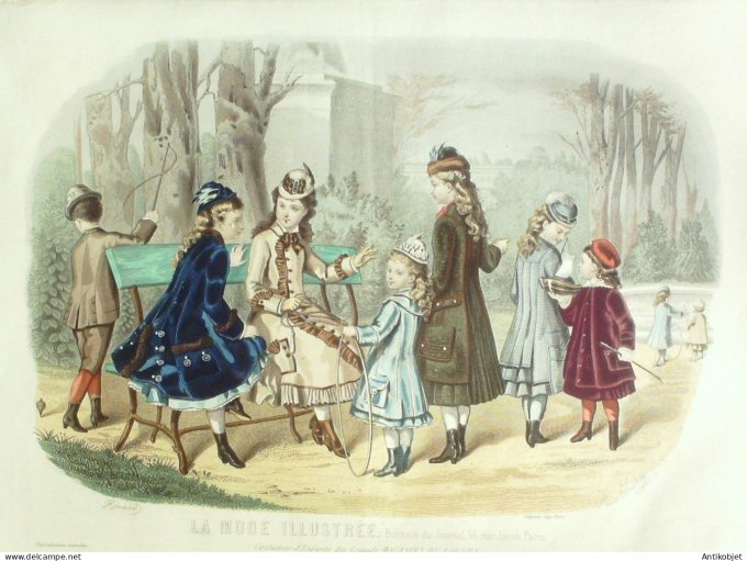 Gravure Mode illustree 1877 # 49 (Old Fashion plate)