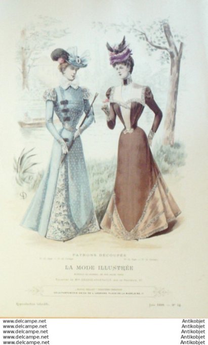 Gravure Mode illustree 1898 # 24 (Old Fashion plate) rare