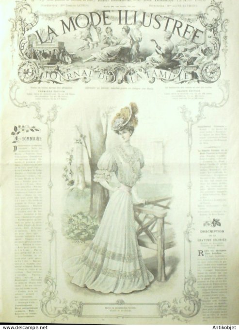 La Mode illustrée journal 1906 n° 32 Robe en mousseline