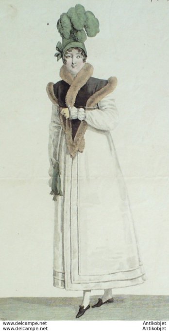 Gravure de mode Costume Parisien 1813 n°1364 Redingote de Mérinos