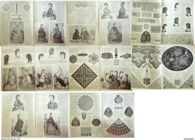 Mode illustree  1870 Lot de 10 journaux
