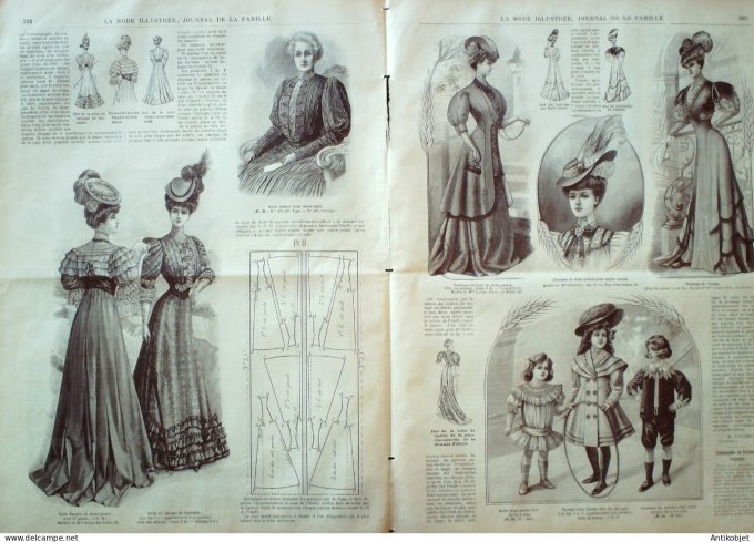 La Mode illustrée journal 1906 n° 32 Robe en mousseline