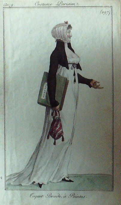 Gravure Mode Costume Parisien 1801 an   9 # 297 (eau forte old Fashion plate