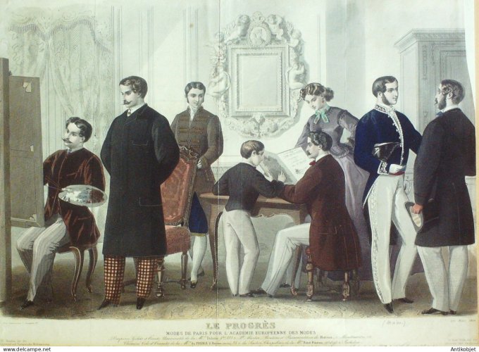 Gravure Mode Le Progres 1864- 3 (Old Fashion plate) Rare