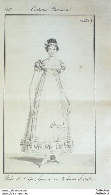 Gravure Mode Costume Parisien 1817 # 1631 (eau forte old Fashion plate