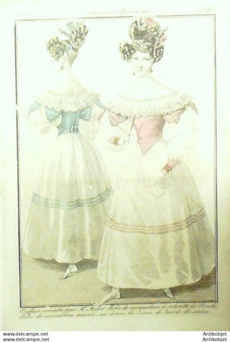 Gravure Mode Costume Parisien 1828 # 2645 (eau forte old Fashion plate