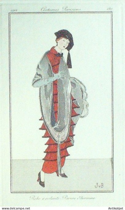 Brock Jan Van Pochoir Mode Art Deco n° 132b-1914 Journal des Dames