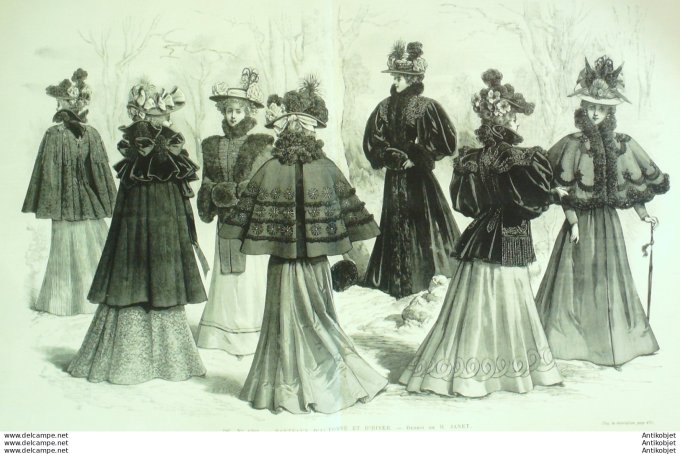 Gravure de mode Revue de la mode Gazette NB (Manteaux Automne)