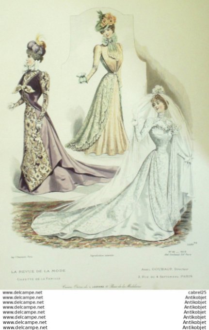 Gravure Mode La Gazette 1898 # 41 (Old Fashion plate)