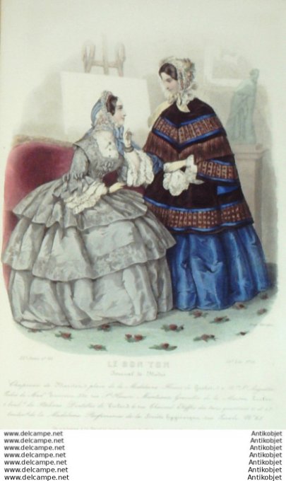 Gravure Mode Le Bon Ton 1853 20 # 22 (aquarelle old fashion plate)