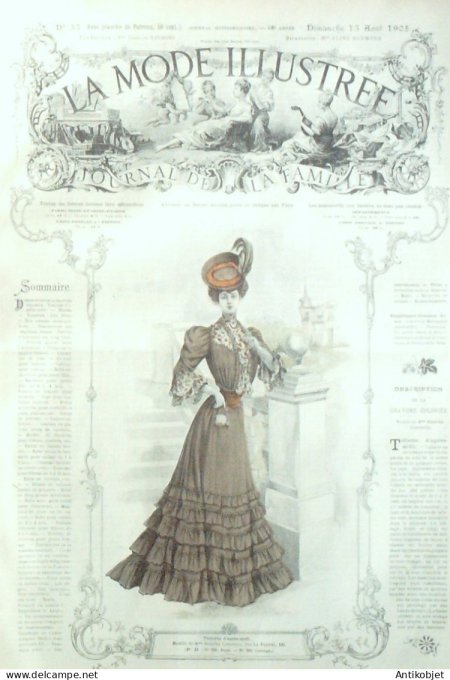 La Mode illustrée journal 1905 n° 33 Toilette d'après-midi