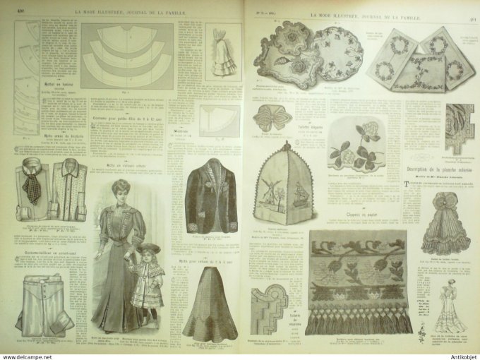 La Mode illustrée journal 1905 n° 33 Toilette d'après-midi