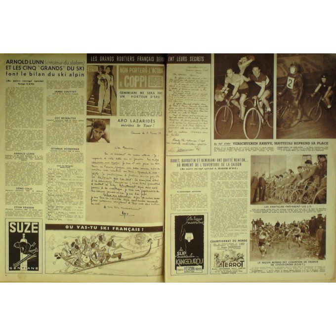 Miroir Sprint 1952 n° 298 25/02 LUNN  VERSCHUREN MATTEOLI CARRA RA BARBOTIN FORLINI