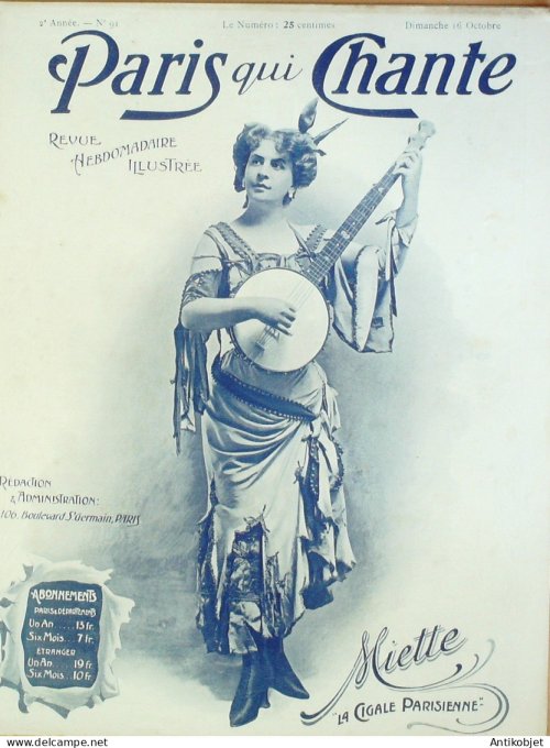 Paris qui chante 1904 n° 91 Miette Vilbert Suzanne Ellen Darbon Bianka Diaz