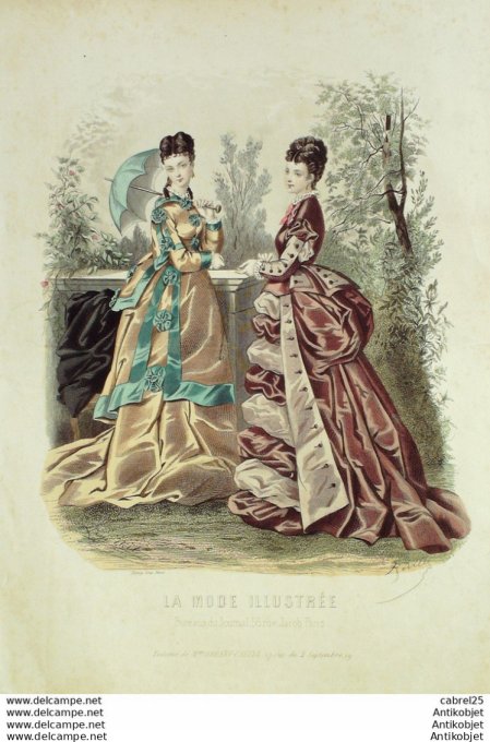 Gravure de mode La Mode illustrée 1874 n°22 (Maison Bréant-Castel)