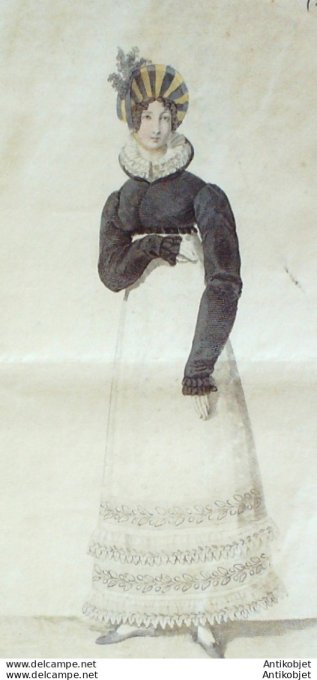 Gravure de mode Costume Parisien 1817 n°1638 Spencer de velours