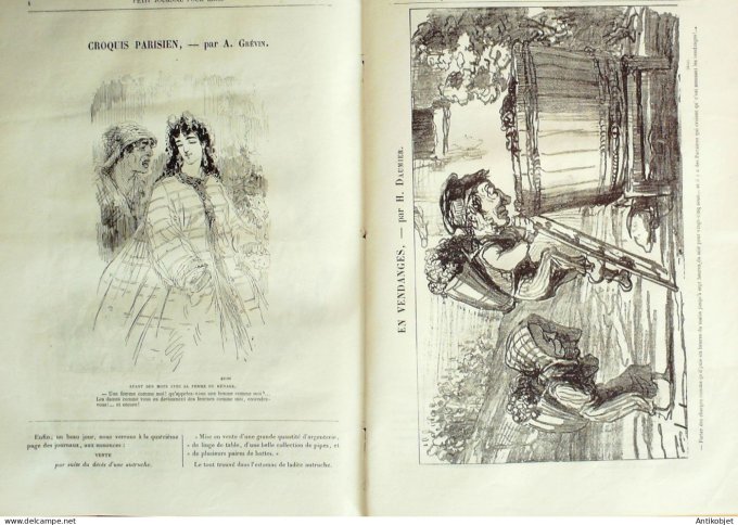 Petit journal pour Rire 1868 #   44 Les Vendanges Honoré Daumier