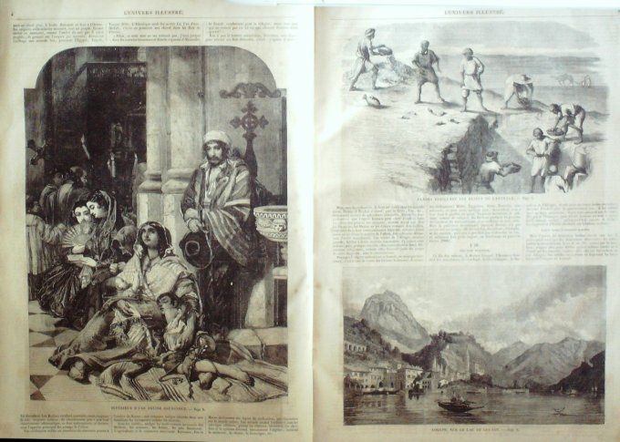 L'Univers illustré 1858 #  29 Tunisie Carthage Loggio, sur le lac de Lugano
