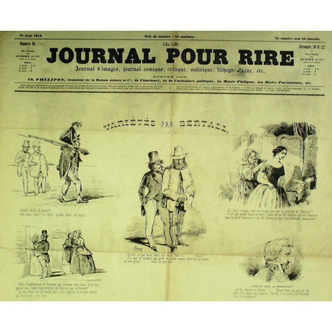 Le Journal pour RIRE 1848 n° 29 VARIATES BERTALL MOBILE MABILLE JANET GARNISON MILI