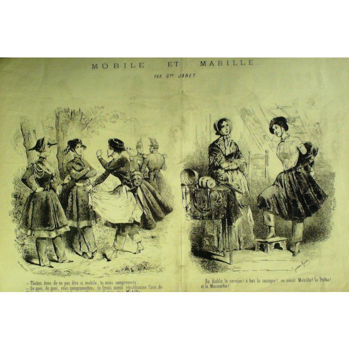 Le Journal pour RIRE 1848 n° 29 VARIATES BERTALL MOBILE MABILLE JANET GARNISON MILI