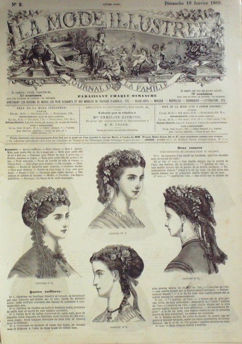 Journal Mode illustrée 1869 #  2 Coiffures